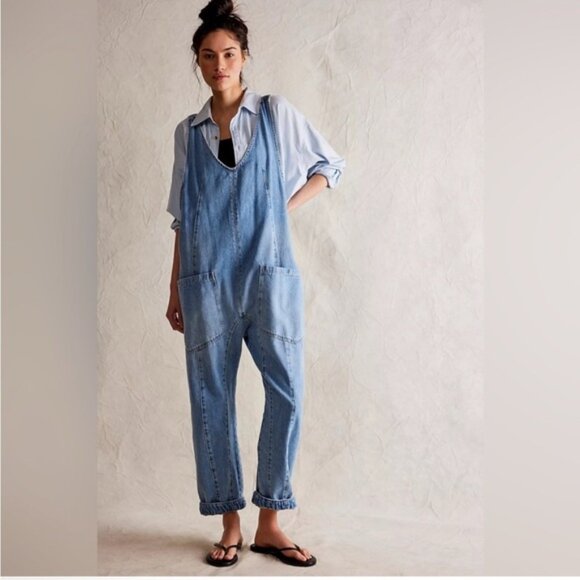 We The Free People High Roller Jumpsuit Overalls - Large - Picture 1 of 15